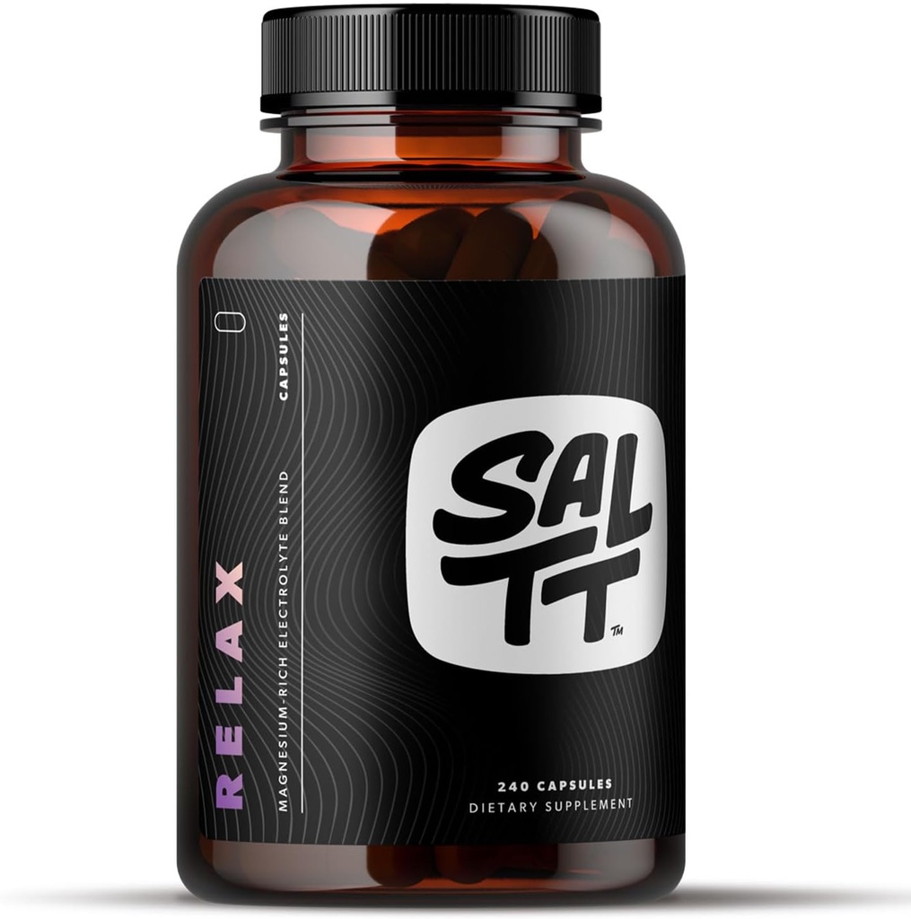 SALTT Relax - Integratore di capsule di magnesio - 203mg cloruro di magnesio ionico w/sodio, potassio, elettroliti - Vegan, zucchero e glutine - 240 Count - di Keto Chow