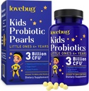 PRObiotici LOVEBUG per bambini - Bambini chewables probiotici con prebiotici per età superiore a 4 anni, vita quotidiana dei bambini, costipazione, supplemento di supporto digestivo e immunitario, senza zucchero, 60 perle morbide