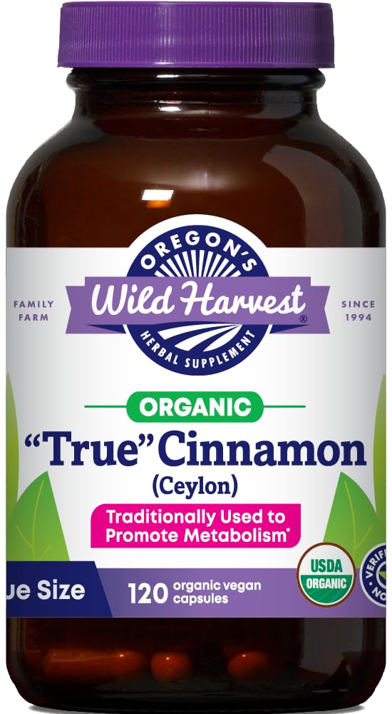 L'Oregon's Wild Harvest Organic True Cinnamon Ceylon 120 Count Vegan Capsule