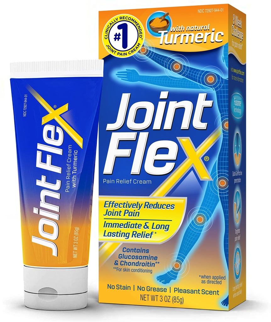 JOINTFLEX Crema di sollievo dal dolore con Turmerico, Rilievo del dolore dell'artrite, Rilievo del dolore congiunto, Tubo di 3 once