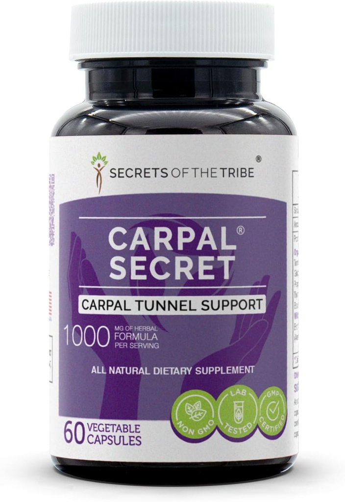 Segreti della Tribù - Segreto Carpal, Supporto Tunnel Carpal, Miscela di Integratore di erbe (60 capsule)