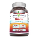 Incredibile Formulas Niacin Supplemento | 500 Mg Per Serving | 180 capsule | Non-GMO | Gluten-Free | Made in USA
