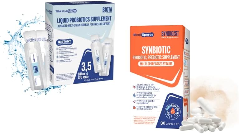 Biota Instant Probiotic Daily Drink per la salute digestiva & Syndigest Dual Benefit Prebiotic & Probiotic per la salute del fegato