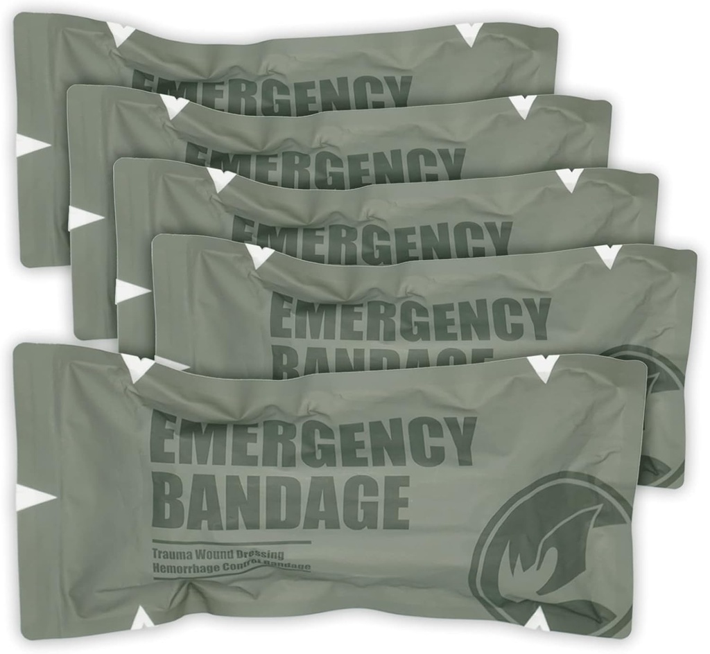 RHINO RESCUE 6" Stile israeliano Bandage di emergenza, Compressione Trauma Wound Dressing, Medical Sterile Vacuum Sealed, Combat Tactical First Aid Kit Forniture IFAK, 5 Conte