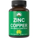 Zinco con Rame + Tutta la miscela alimentare di 25 verdure e frutta per l'assorbimento massimo. Capsule supplemento di supporto immunitario. Due minerali essenziali per l'immunità. Pillole di vitamina di zinco per uomini e donne.