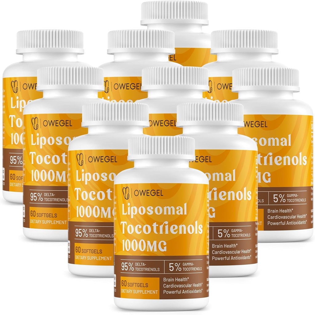 Tocotrienoli Liposomali 1000mg - Alta biodisponibilità Vitamina E Tocotrienols Integratori,95% Delta & 5% Gamma Tocotrienol Capsules Support Skin,Bone,Antiossidante,600 Softgels