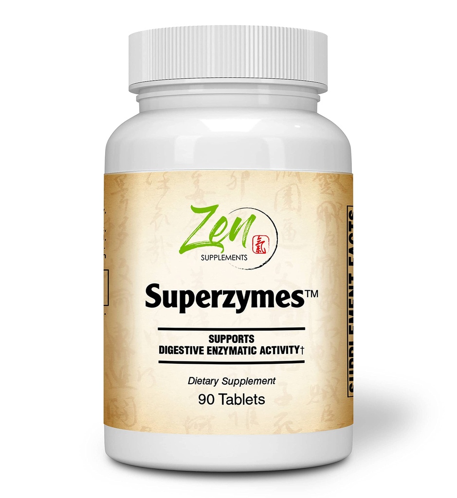 Integratori Zen - Superzymes Superzymes Multi-Enzyme Formula contenente Pepsin, Bromelain, Papain, Pancreatin, & Betaine HCL 90-Tabs
