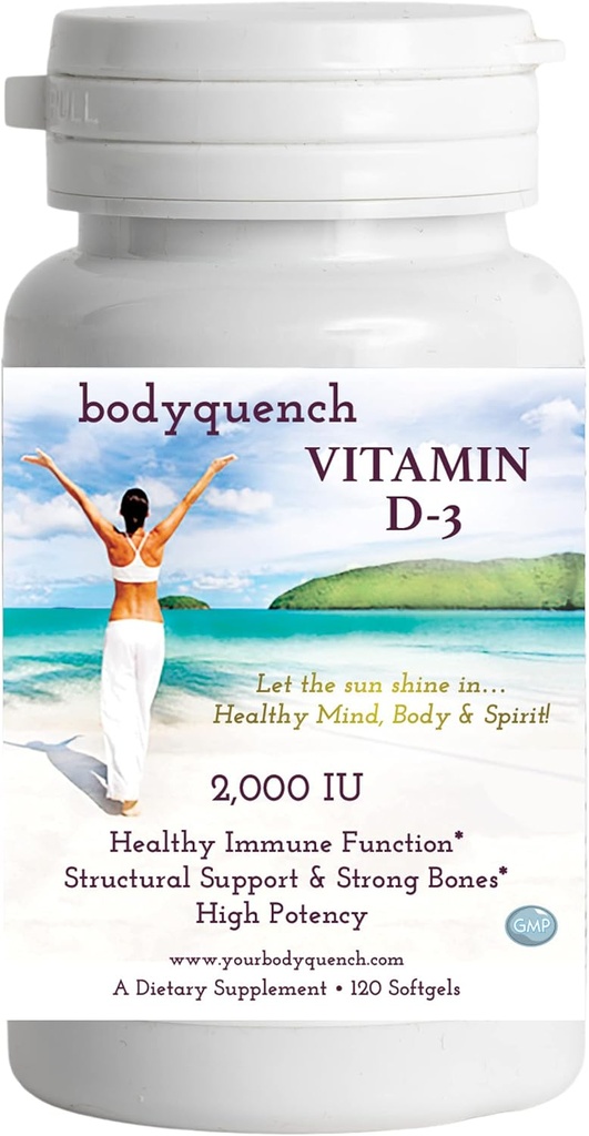 Vitamina D-3 - Alta potenza - Promuove la funzione immunitaria sana, il supporto strutturale e le ossa forti, 2000 IU per porzione – 120 Softgels