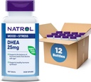 Natrol Mood & Stress DHEA 25mg con calcio, supplemento dietetico per l'equilibrio di determinati livelli di ormone e supporto del mood, 180 compresse, 180 giorni di alimentazione (pacchetto di 12)