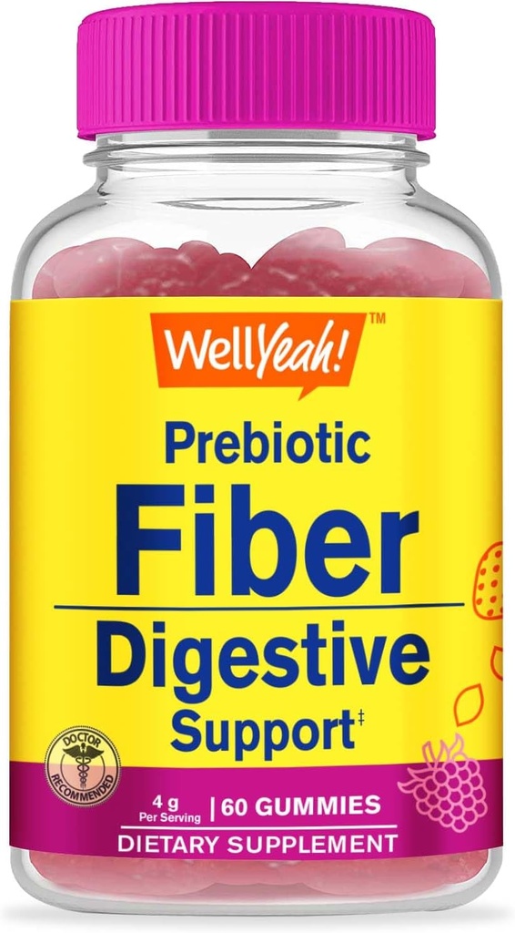 BeneSì Prebiotici Fibra Gummies per Adulti Fibra Supplemento per Donne e Uomini - Integratori Digestivi Salute Fibra - Vegan, Senza Glutine e Non OGM - Berry Flavor - 60 Conte