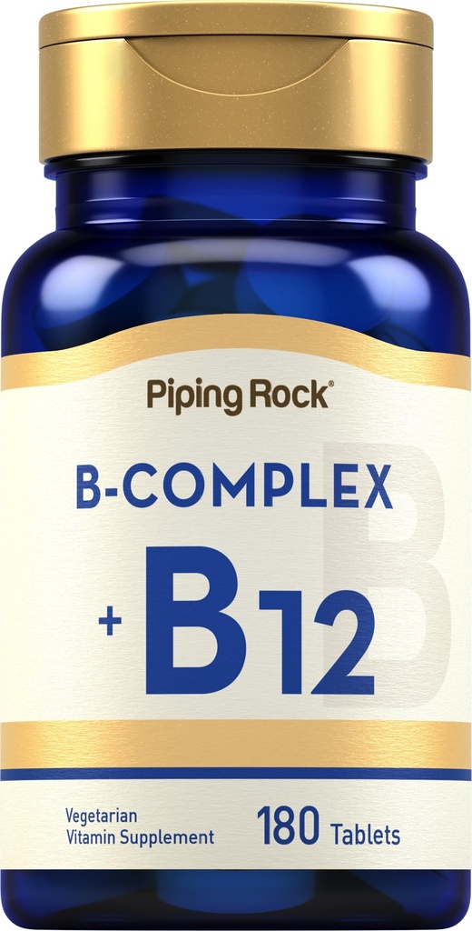 Piping Rock Vitamina B Complex | 180 compresse | con B12 | Vegetariano, Non OGM, Soia