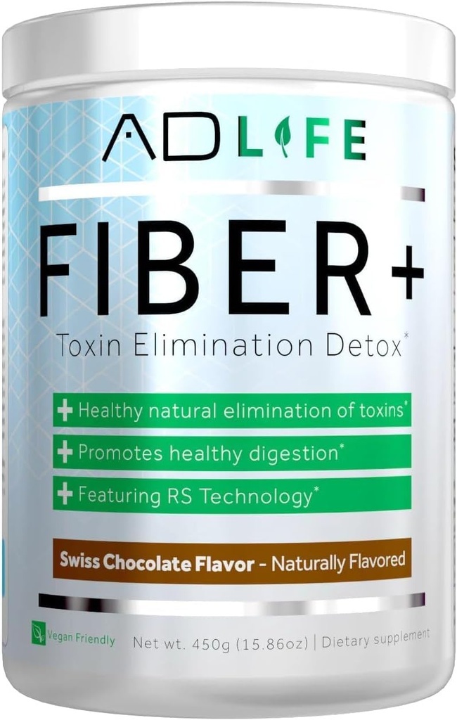 Progetto AD Fiber+ Fibra Supplemento - Supporta Salute e Regolarità Digestiva, Fibra è grande per la perdita di peso, Detox, Vegan Friendly - Polvere di fibra, 16,4 Oz (Chocolate)