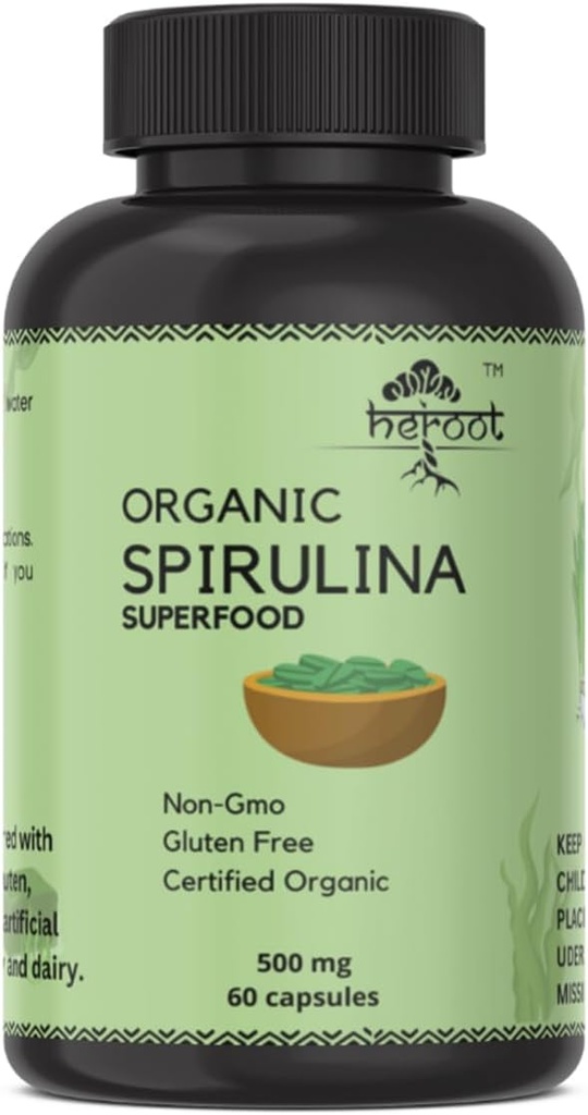 Estratto di proteine della Spirulina Organica - Vitamine & Minerali per l'energia - Vegetariano, Gluten Free 100% Pure Superfood per la salute ottimale (120 capsule)