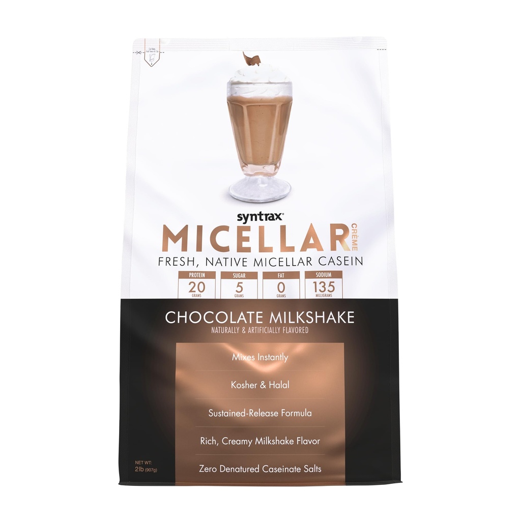 Sintrax Nutrition Micellare Creme, fresco, nativo Caseina Micellare, cioccolato Milkshake, 2 lb