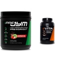 JYM Supplement Science PRE JYM 30 Serve - Strawberry Kiwi & tamin & Mineral Support, Vitamina A, C, B6, B12, E, K, Boron, Biotin, Potassium 60 compresse