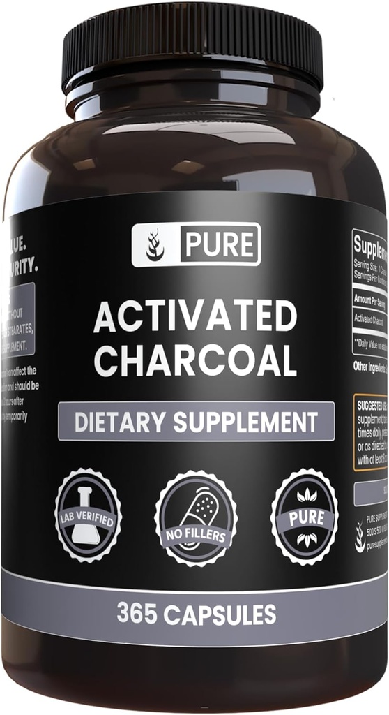 Puri ingredienti originali Charcoal attivato, nessun filler di magnesio o di riso, sempre puro, laboratorio verificato (365 conteggio)