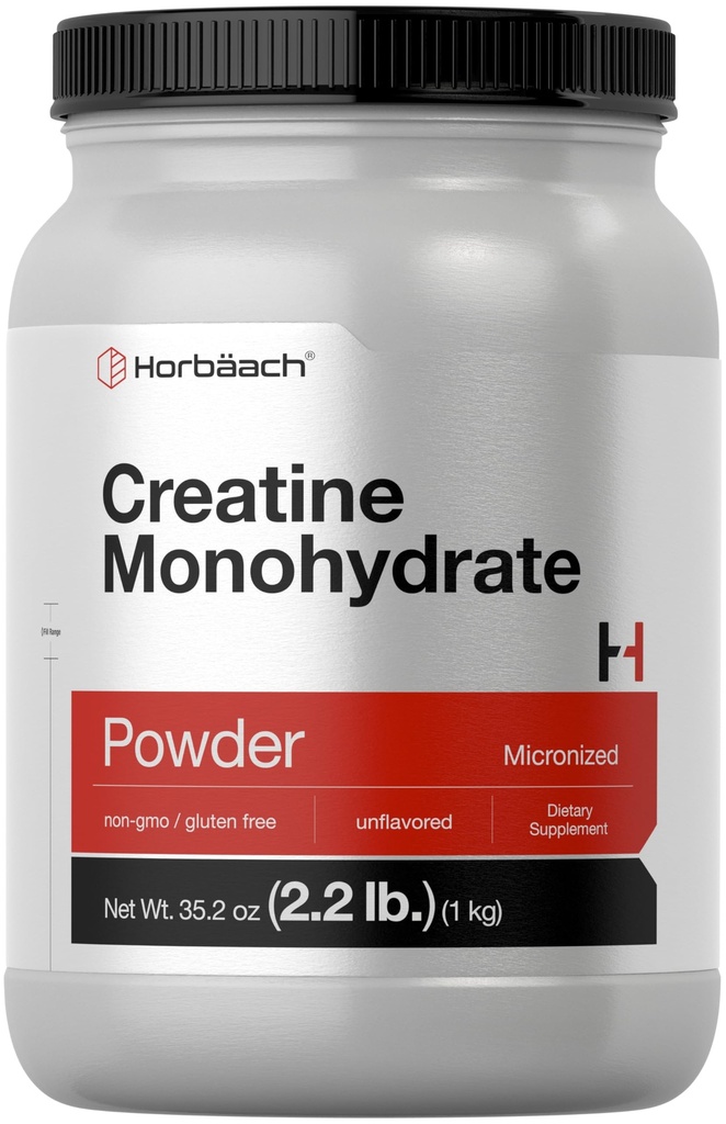 Horbäach Creatine Monohydrate Powder | 2.2lbs (35.2 oz) | Micronized and Unflavored | Vegetariano, Non OGM e Gluten Free Supplement