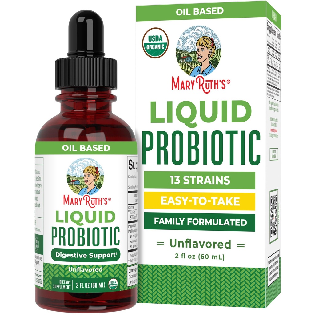 MaryRuth Organics USDA Organic Liquid Probiotic | Salute Digestiva | Probiotici per donne, uomini, bambini | Acidophilus Probiotic | Vegan | Travel Friendly | 20 Serve