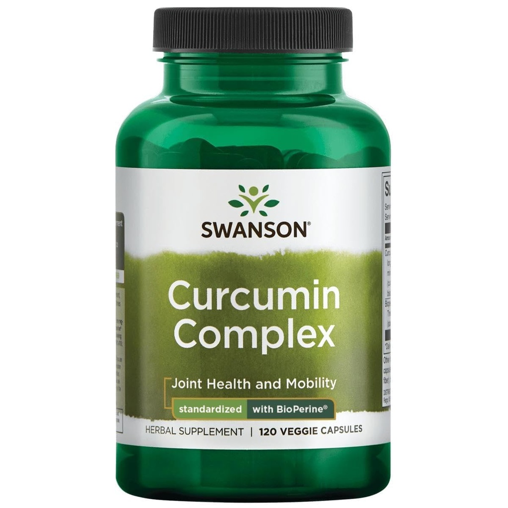 Swanson Curcumin Complex - Integratore a base di erbe Sanità Giunta, Mobilità & Funzione Fisica - Standardizzato con BioPerine per Assorbimento Massimo - (120 capsule vegetali)