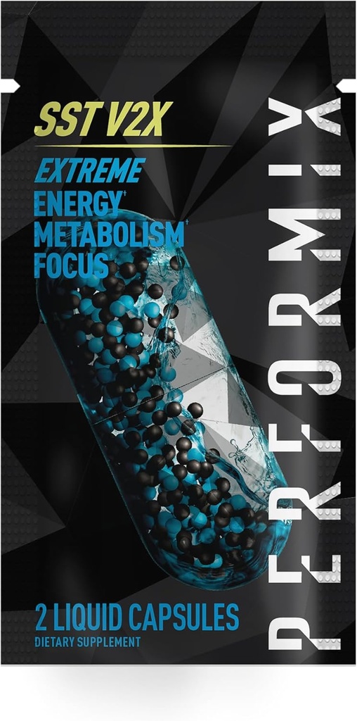 PERFORMIX - SST V2X - Pre Workout - 300 mg Caffeina - Integratori energetici - No Crash - Obiettivi Fitness - Nootropic - Timed-Release per tutti i giorni Focus, Mood & Energy Boost - Men & Women - 2 Capsule