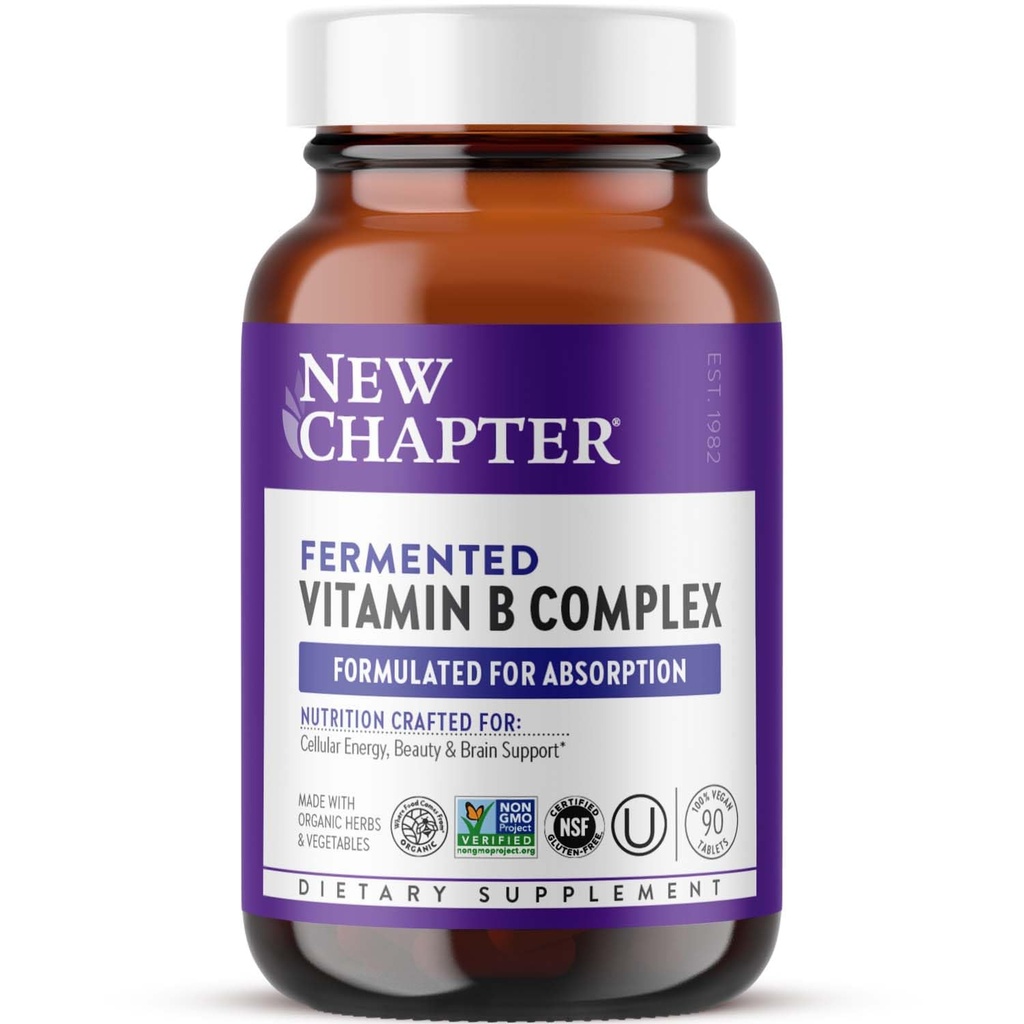 Nuovo Capitolo Vitamina B Complex, Fermented Vitamin B Complex, USDA Organic, ONE Daily for Cellular Energy + Brain + Beauty, 100% Vegan, Gluten-Free - 90 Count