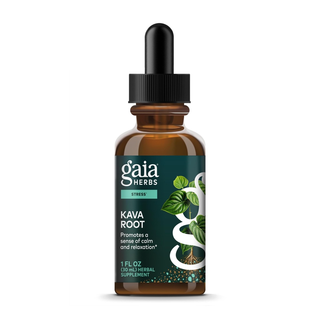Gaia Herbs Kava Root Extra Strength - Aiuta a Sostenere un senso di calma naturale, relax, * e benessere emotivo durante i tempi di stress - Made con Noble Kava Cultivars - 1 Fl Oz (20-Day Supply)