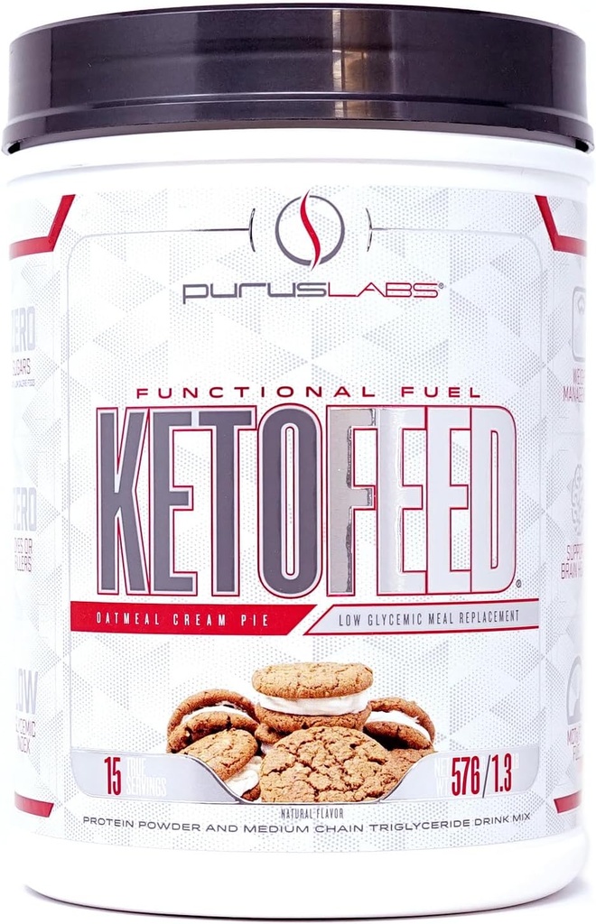 Purus Labs KETOFEED Protein Powder, 15 Serve (Oatmeal Cream Pie)