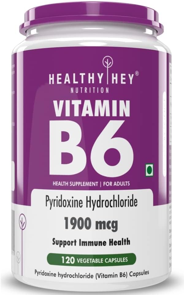 Vitamina B6 Pyridoxine -120 Veg. Capsule.