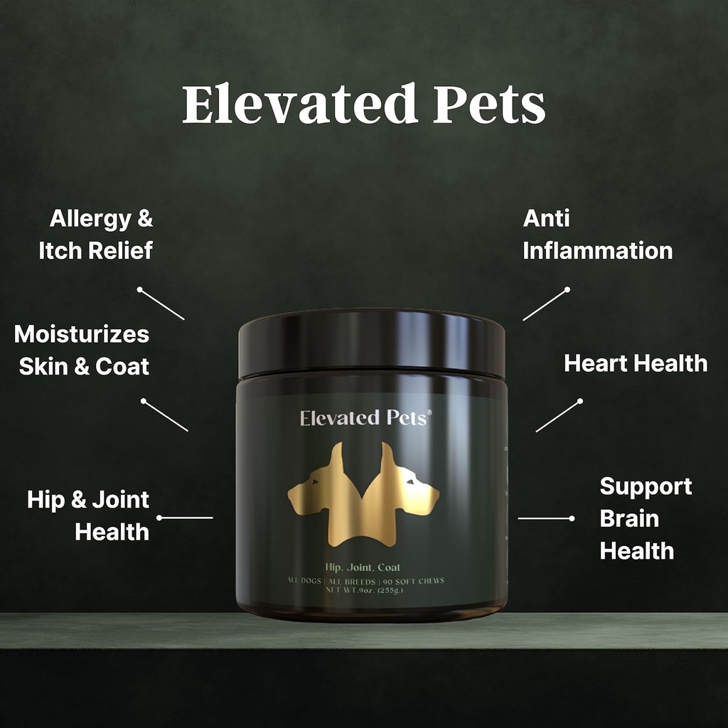 Ultra-Healthy Omega 3 Fish Oil Treats w/MSM, Glucosamine, Condroitina, EPA/DHA per cani: Animali Elevati Fish Oil, Turmeric & Joint Supplement + Allergy Chews - Ultimate Dog Vitamin Supplement