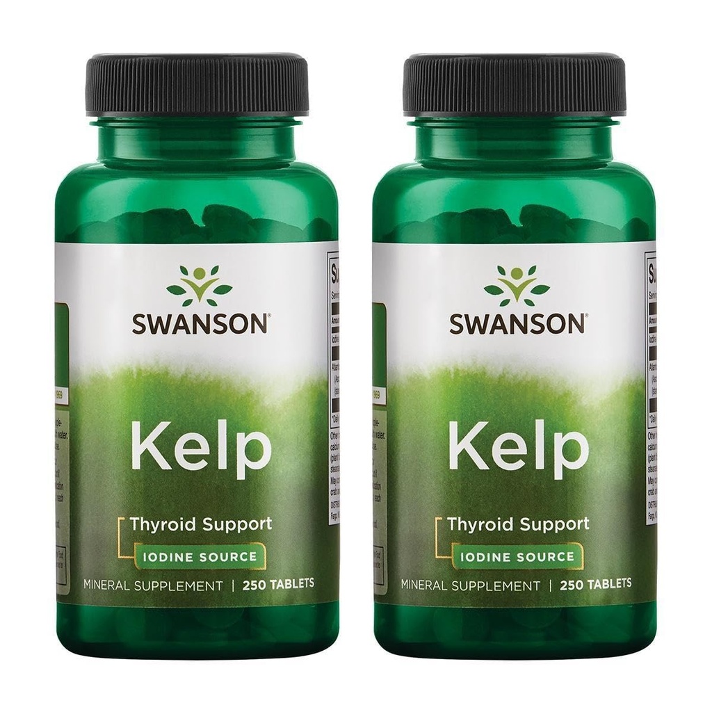 Swanson Kelp - Sorgente di iodio naturale che supporta la salute della tiroide - Supplemento minerale w/fonte di iodio standardizzato 0.4% - (250 compresse, 225mcg ciascuno) (2 confezione)