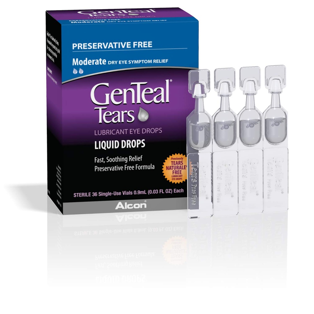 Le lacrime di GenTeal Gocce di occhio lubrificante, gocce liquide moderate, vial monouso, 1 confezione di 36 ct , 0.03 Fl Oz