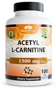 NaturaLife Labs Acetyl L-Carnitina (ALCAR) 1500 mg per porzione – 100 capsule – Non OGM, Senza glutine, Vegan