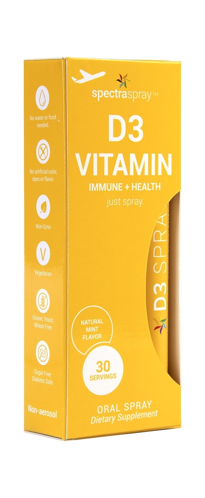Spectraspray Vitamina D3 Spray Vitamine - Spruzzo orale naturale ed efficace 5000IU vitamina D3, 30 giorni di alimentazione