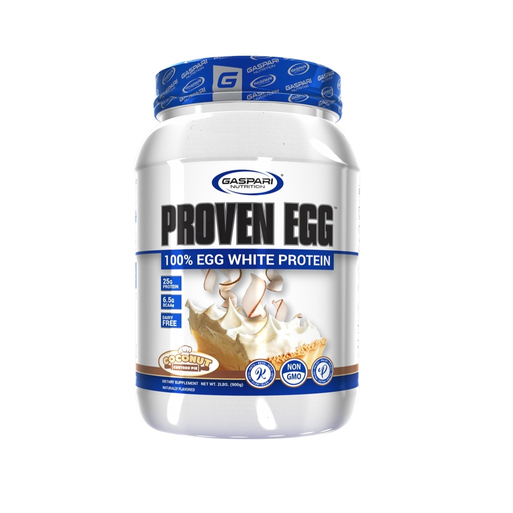 Gaspari Nutrition Proven Egg, 100% Egg White Protein, 25g Protein, Keto Friendly, Latticini e Lattosio Free, Soy Free (2 lbs, Coconut Custard)