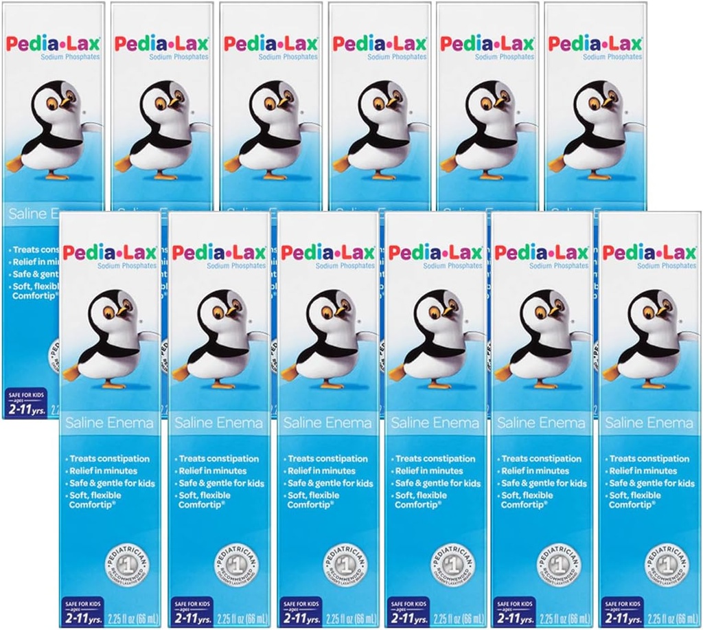 Pedia-Lax Laxative Saline Enema per bambini, età 2-11, 2,25 fl oz (12 pacchetto)