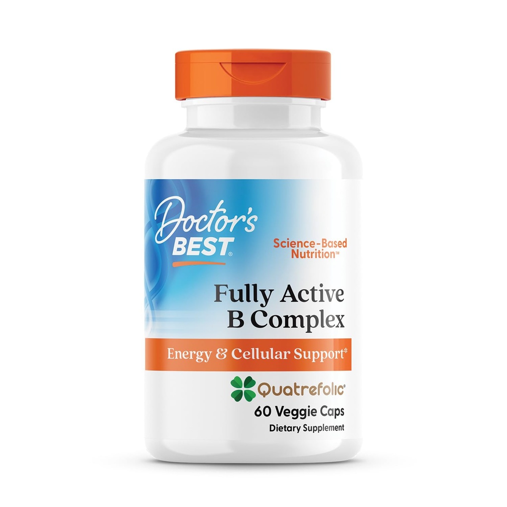 Miglior complesso B completamente attivo del medico, supporto energetico e cellulare, non OGM, senza glutine, senza soia, Vegan 60 tappi veggie