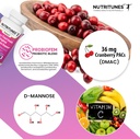 PACs di mirtillo con D Integratori di mannosio per donne, vitamina C e donne Probiotici vaginali tra cui Lactobacillus e ceppi di Bifidobacterium per la salute del tratto urinario - 60 Femuni UTH Capsule