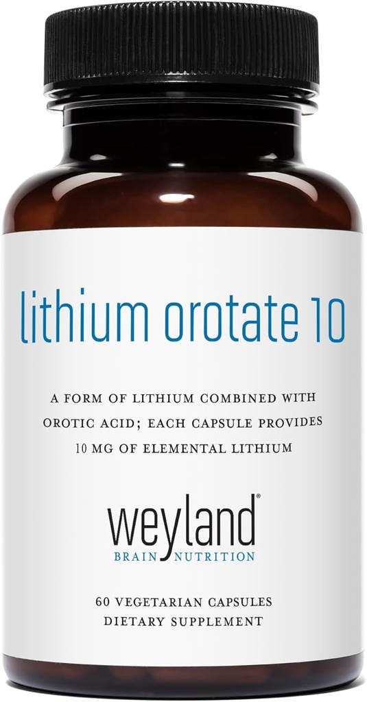 Lithium Orotate 10mg (1 bottiglia), 60 capsule vegetariane