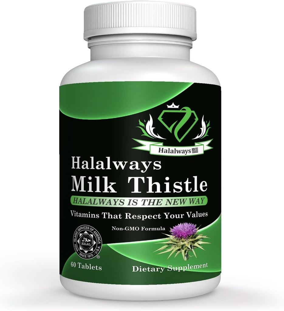 Halalways Latte Thistle Certificato Integratore Halal Latte Thistle Liver Detox Supplemento Gentle Herbal Liver Cleanse for Men & Women - Liver Health Support - Non OGM