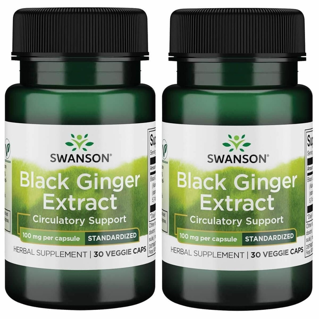 Estratto di zenzero nero Swanson - promuove la circolazione sanguigna sana e vigor fisico - può aiutare la salute del cuore, tessuto muscolare e benessere mentale - (30 capsule vegetali, 100 mg ogni) (2 pacchetto)