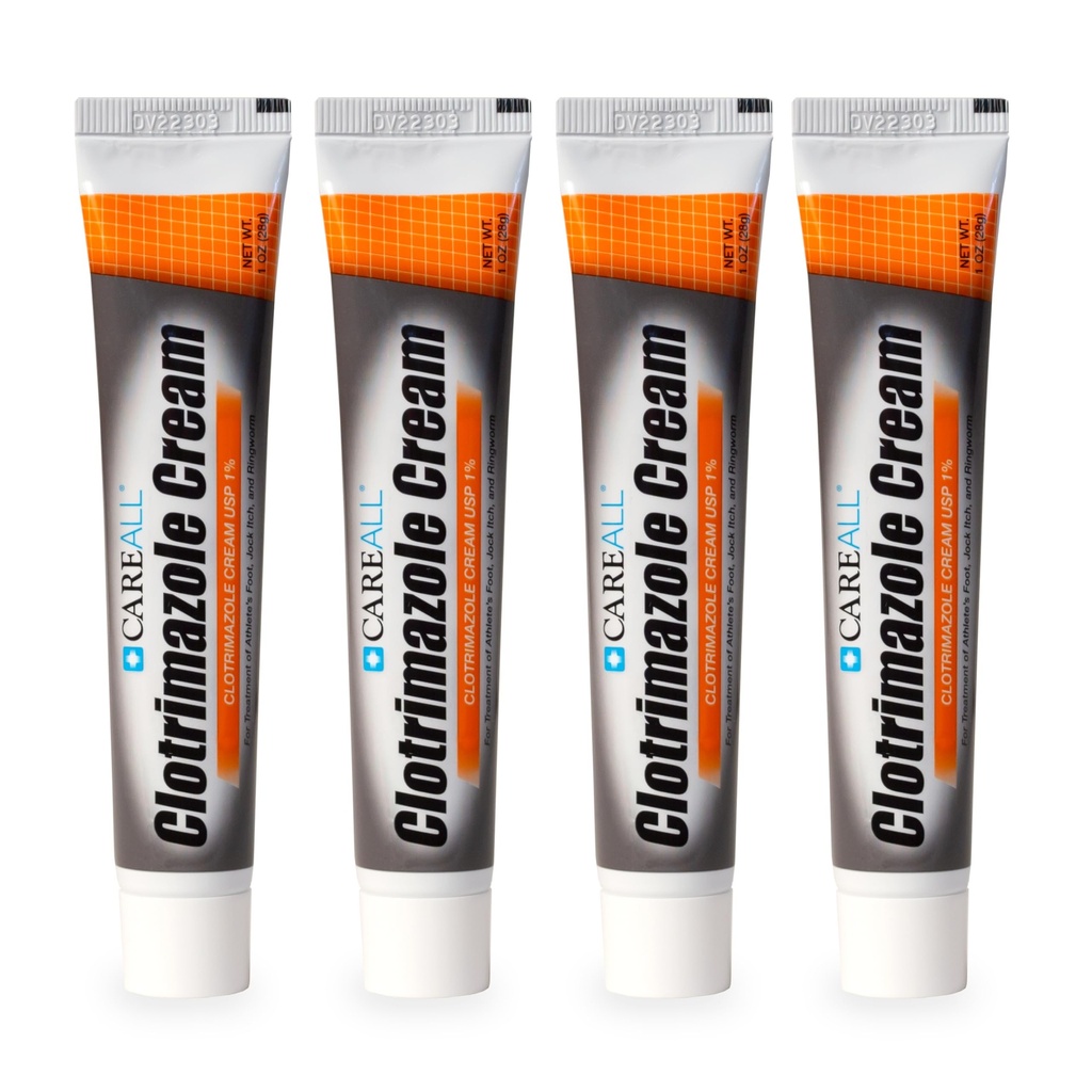 CareAll Clotrimazole Antifungal Cream 1% USP 1.0 oz. (4 Pack), Cures Most Athlete’s Foot, Jock Itch e Ringworm, Confronta con The Leading Brand.
