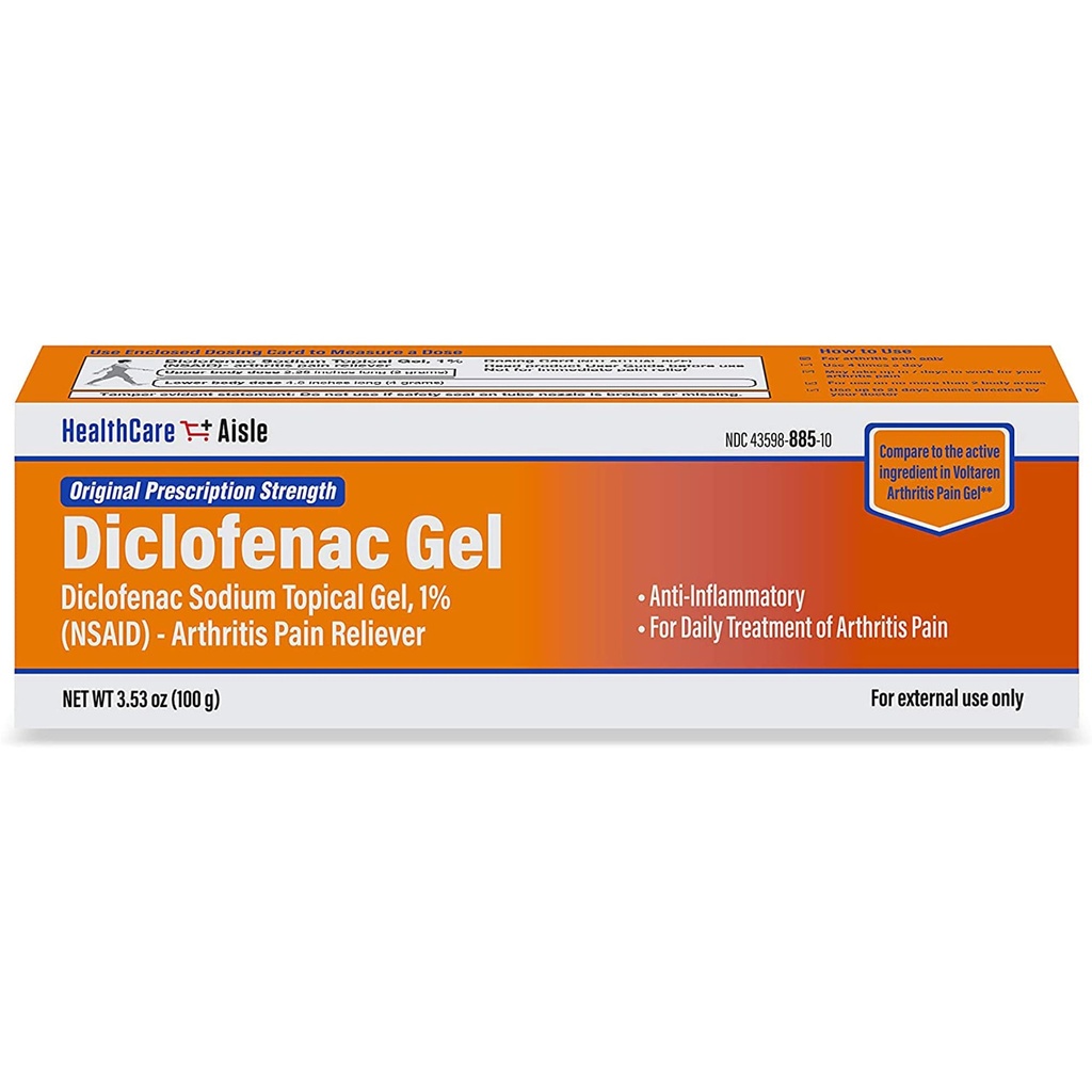 SanitàCareAisle Diclofenac Gel, 1%, Artrite Pain Relief - 100 g tubo - Original Prescription Strength (NSAID)