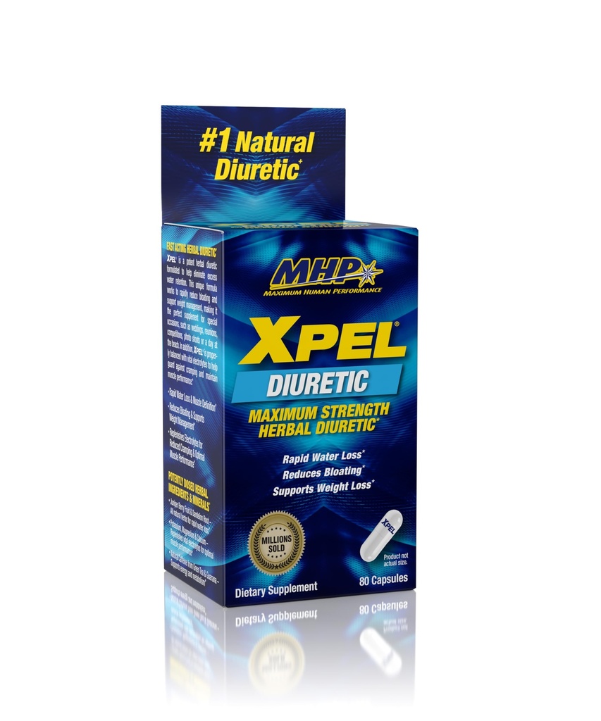 Pillole d'acqua diuretiche di massima resistenza umana Xpel, per la ritenzione idrica, supporto di perdita di peso, con vitamina B-6 radice di dadelione di potassio, 80 capsule