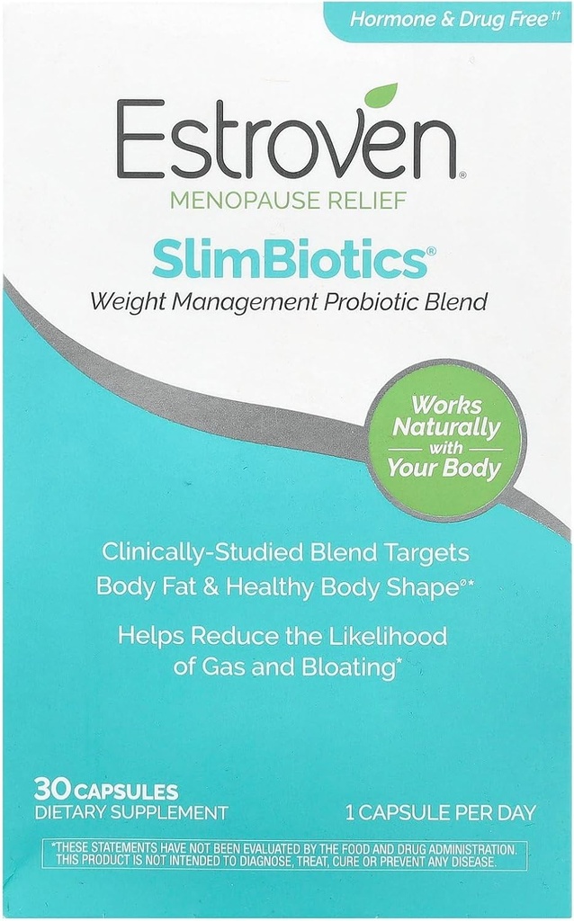 Estroven SlimBiotics, gestione del peso Menopause Supplementi per le donne, 30 capsule, B vitamine per sostenere la salute metabolica, Probiotici per la salute digestiva per fornire gas &amp; Bloating sollievo