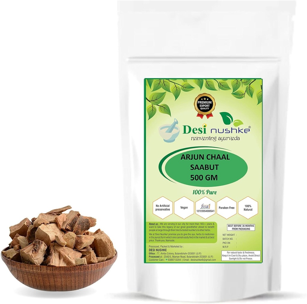 Arjun Ki Chaal 100% Pure | 500GM | Arjun Chaal | Arjun Bark | Arjuna Tree Bark - Raw | Aiuta a diminuire il colesterolo cattivo