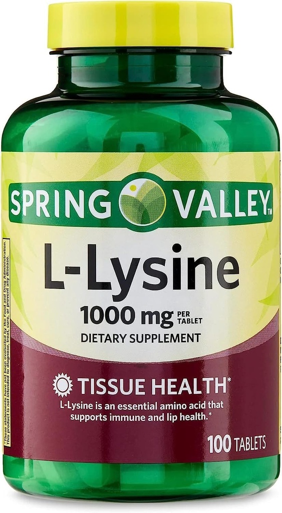 SPEC Lysine Aminoacidi Integratori, 1 Tablet Per Serving,Spring Valley L-Lysine Supporta un sistema immunitario sano* 100 Conte