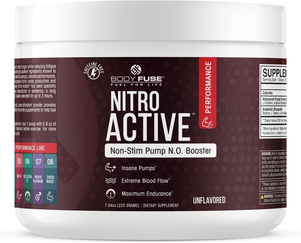 Nitro Pompa attiva V2 Vasodilatatore a polvere non aromatizzato | 30 Serve