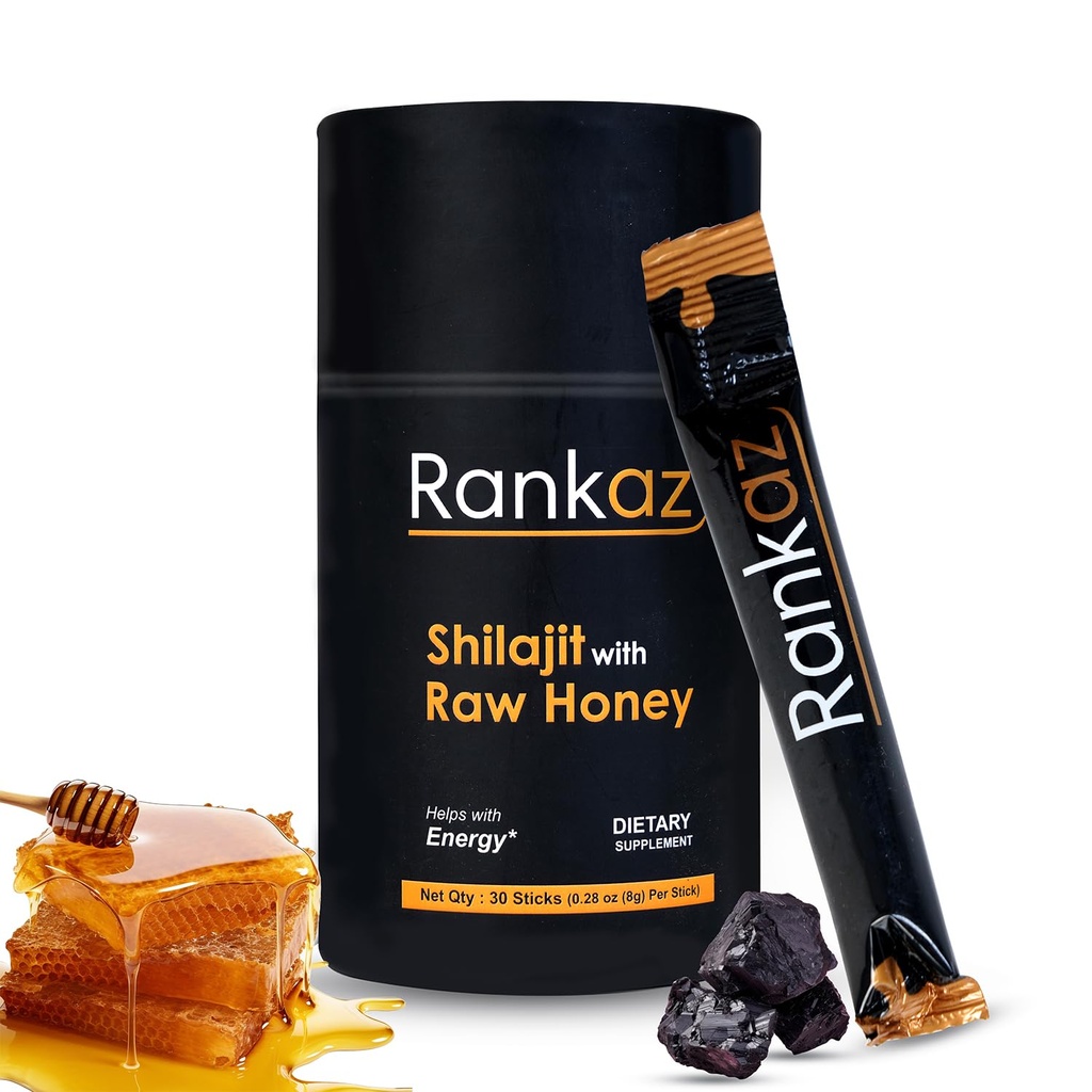 Sticks di miele di Shilajit naturali di Rankaz Organic - 30 Sticks, Shilajit Honey Fulvic Acid and Trace Minerals
