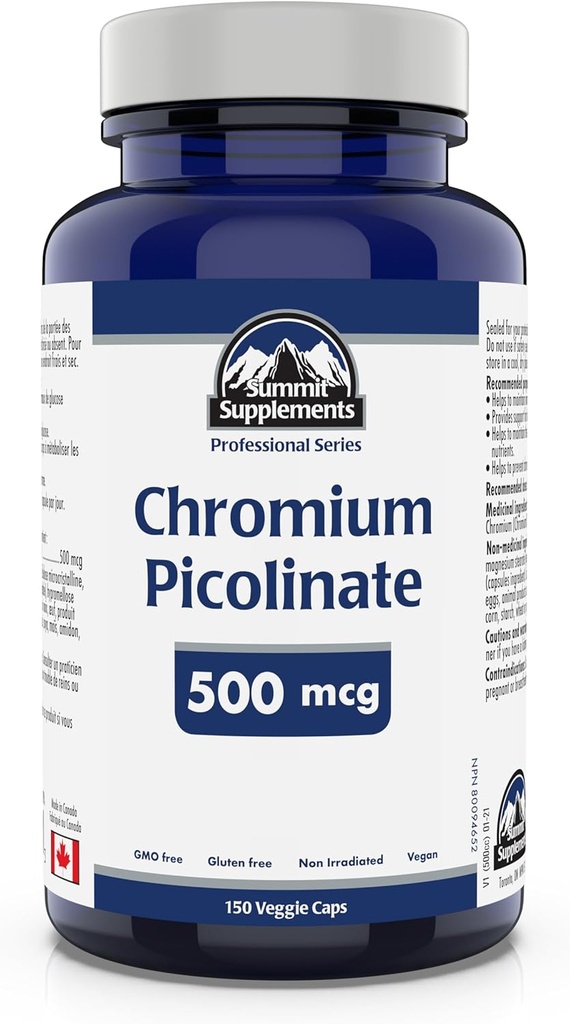 Vertice Integratori, Cromo Picolinato 500 Mcg, 150 Caps Veggie, Serie Professionale