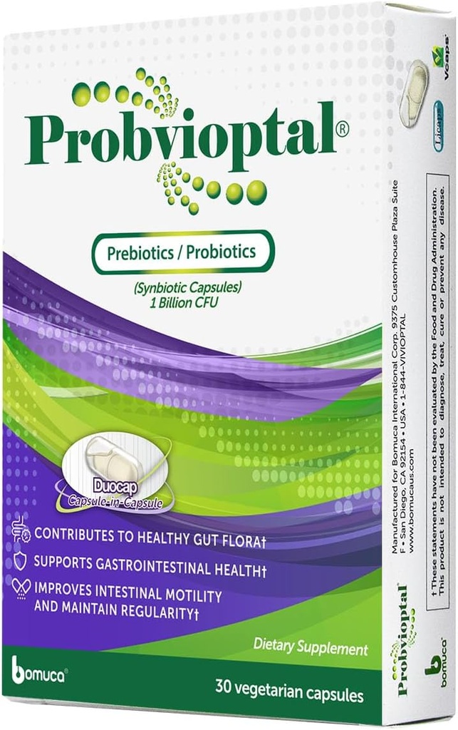 Probvioptal, 30 capsule (330 unità), Probiotics & Prebiotics, Duocap, 1 miliardo di CFU, Gluten Free